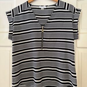 Calvin Klein Black and White Striped Blouse